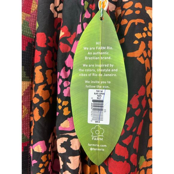 Farm Rio NWT Leopard Print Fringe Beaded High Waist Pants Multicolor XS - Picture 10 of 12